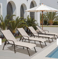 Raffle Ticket- Set of 4 Outdoor Patio Adjustable Back Chaise Lounges Chairs with Arms - LightGrey-Setof4